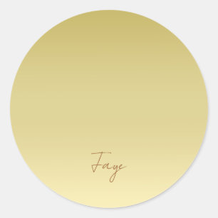 Modern gold Luxury floral watercolor gradient Classic Round Sticker
