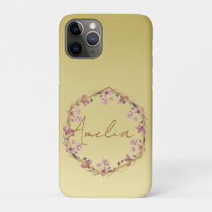 Modern gold Luxury typography floral watercolor gr Case-Mate iPhone Case