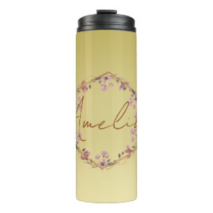 Modern gold Luxury typography floral watercolor gr Thermal Tumbler