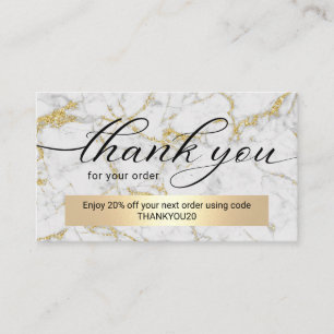 Modern Gold Marble Business Thank You  Card