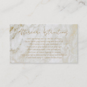 Modern Gold Marble Elegant Lashes Aftercare Business Card