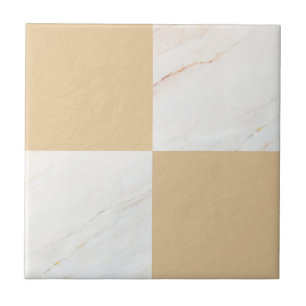 Modern Gold Marble Geometric Checker Tile