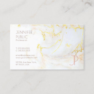 Modern Gold Marble Monogram Elegant Professional Business Card