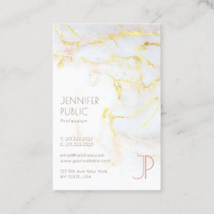 Modern Gold Marble Monogram Elegant Template Top Business Card