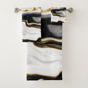 Modern Gold Marble Painting Aesthetic Bath Towel Set