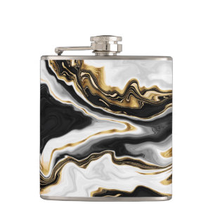 Modern Gold Marble Painting Aesthetic Hip Flask