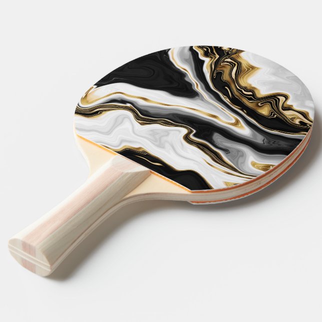 Modern Gold Marble Painting Aesthetic Ping Pong Paddle (Front Angle)