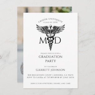 Modern Gold MD Doctor Photo Graduation Party  Invitation