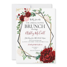 Modern Gold Merlot Geometric Bridal Shower Invite