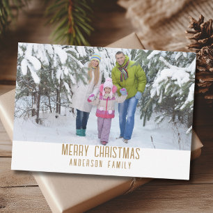 Modern Gold Merry Christmas Family Photo Holiday Card