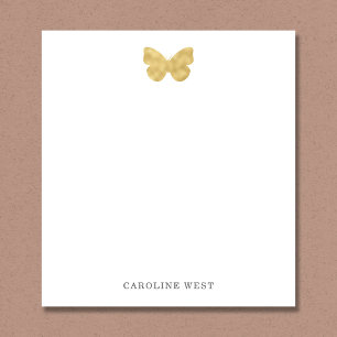 Modern Gold Metallic Butterfly Personalised Notepad