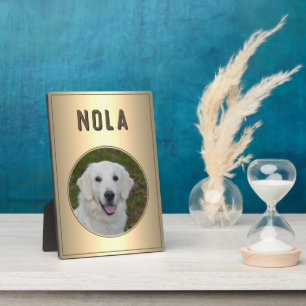 Modern Gold Metallic Dog Pet Photo Plaque