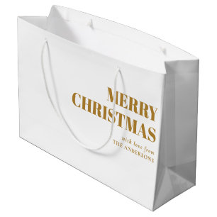 Modern Gold Minimal Contemporary Merry Christmas Large Gift Bag