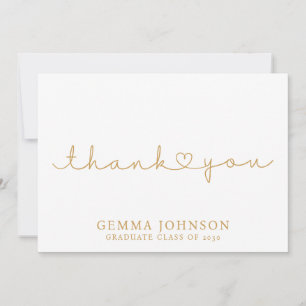Modern Gold Minimalist Graduation Thank You Card