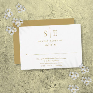 Modern Gold Minimalist Monogram Wedding RSVP