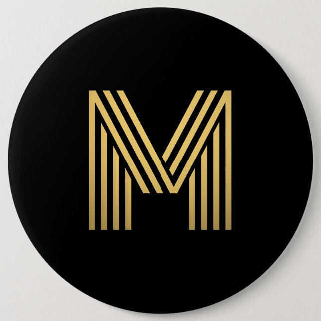 Modern Gold Monogram 6 Cm Round Badge (Front)