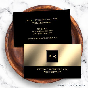 Modern Gold Monogram Accountant Business Card