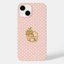 Modern Gold Monogram Alphabet Letter A Polka Dots