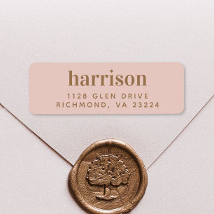 Modern Gold Monogram Blush Pink Return Address