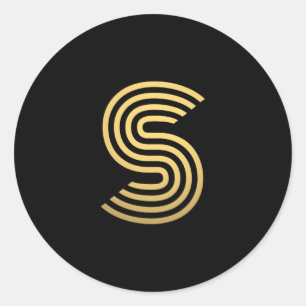 Modern Gold Monogram Classic Round Sticker