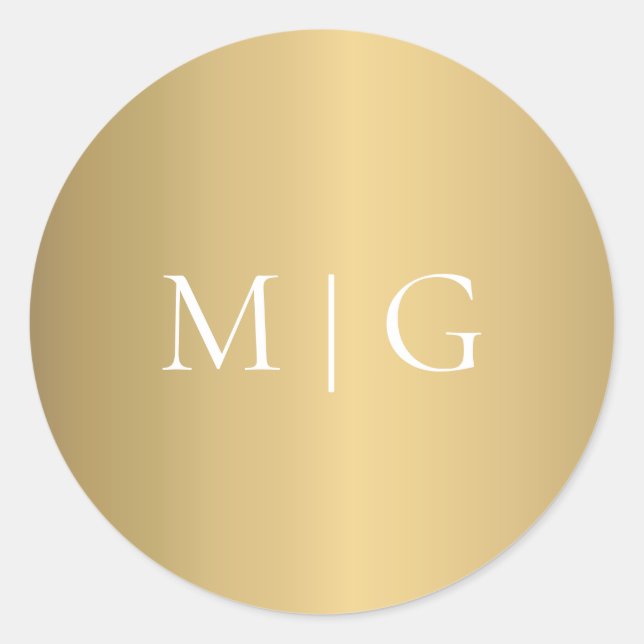 Modern Gold Monogram Classic Round Sticker (Front)
