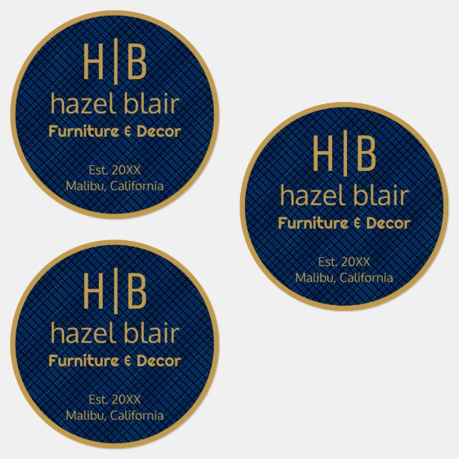 Modern Gold Monogram Logo Blue Squares Pattern (Group)