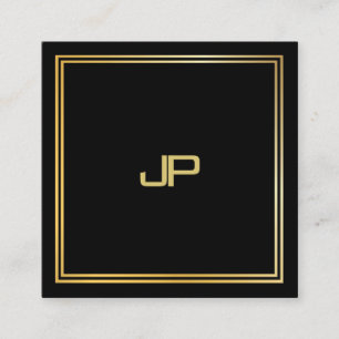 Modern Gold Monogram Luxurious Elegant Template Square Business Card