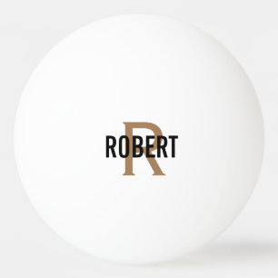 Modern gold monogram name Ping Pong Ball