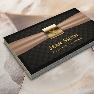 Modern Gold Monogram Wedding Planner Business Card