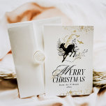Modern Gold Moon Magic Forest Photo Christmas Holiday Card<br><div class="desc">A Black and Gold Magic Forest Custom Photo Christmas Holiday Card is a festive and enchanting way to extend warm wishes to your friends and family during the holiday season. The card features a stunning combination of black and gold, creating an elegant and magical atmosphere reminiscent of a winter wonderland....</div>