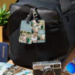 Modern gold multi photo family elegant blue chic luggage tag<br><div class="desc">Modern gold multi photo family stylish elegant egg blue design. Ideal thoughtful birthday,  Mothers day,  Fathers day,  or Christmas day gift.</div>