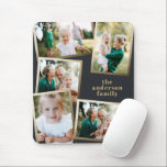 Modern gold multi photo family holiday card mouse pad<br><div class="desc">Modern gold multi photo family holiday card.</div>
