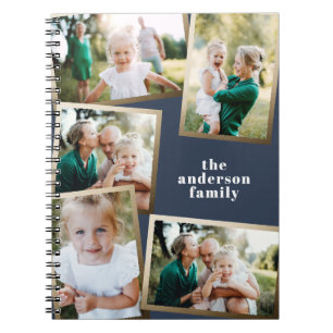 Modern gold multi photo family stylish notebook
