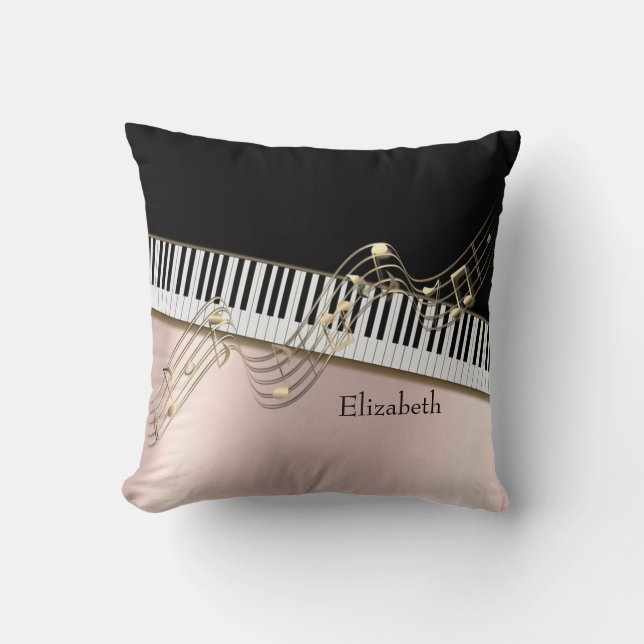  Modern Gold Music Notes,Piano Keys Rose Gold   Cushion (Front)