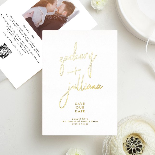 Modern GOLD NAMES | Photo Editable Save The Date (Creator Uploaded)
