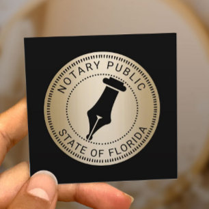 Modern Gold Notary Stamp Loan Signing Agent Square Business Card