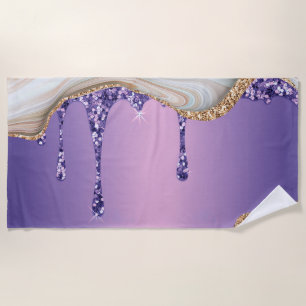 Modern Gold Ombre Marble Glam Metallic Foil  Beach Towel