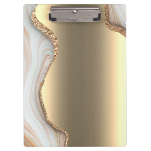 Modern Gold Ombre Marble Glam Metallic Foil Clipboard