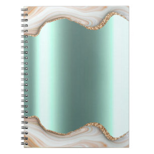 Modern Gold Ombre Marble Glam Metallic Foil Notebook