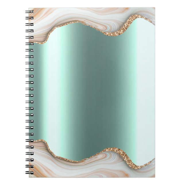 Modern Gold Ombre Marble Glam Metallic Foil  Notebook (Front)
