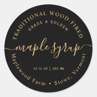 Modern Gold on Black Maple Syrup Label