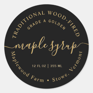 Modern Gold on Black Maple Syrup Label