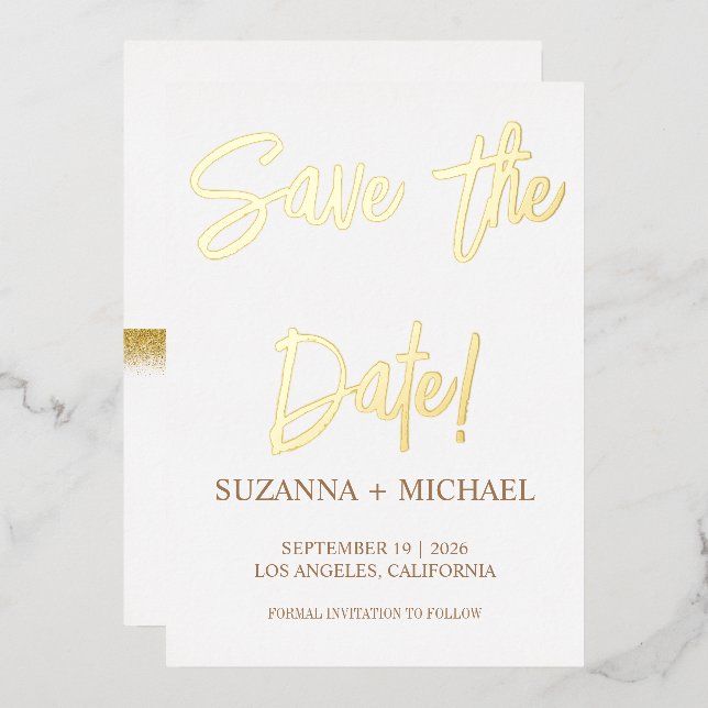 Modern gold only love, save the date (Front/Back)