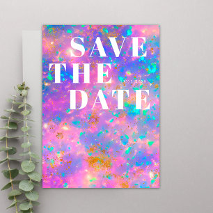 Modern Gold Opal Stone Minimalist Simple Wedding Save The Date