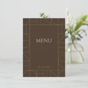 Modern Gold Ornaments Dark Brown Wedding Menu