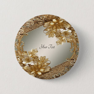 Modern Gold Ornate Floral Button