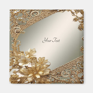 Modern Gold Ornate Floral Magnet