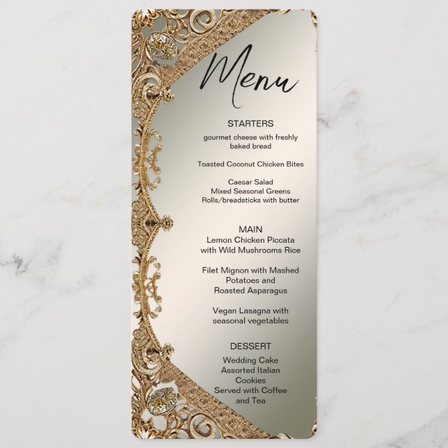 Modern Gold Ornate Floral Menu (Front)