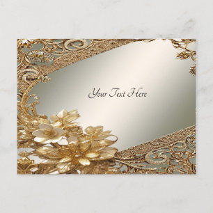 Modern Gold Ornate Floral Postcard