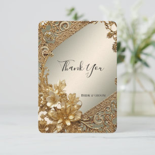 Modern Gold Ornate Floral Thank You Card